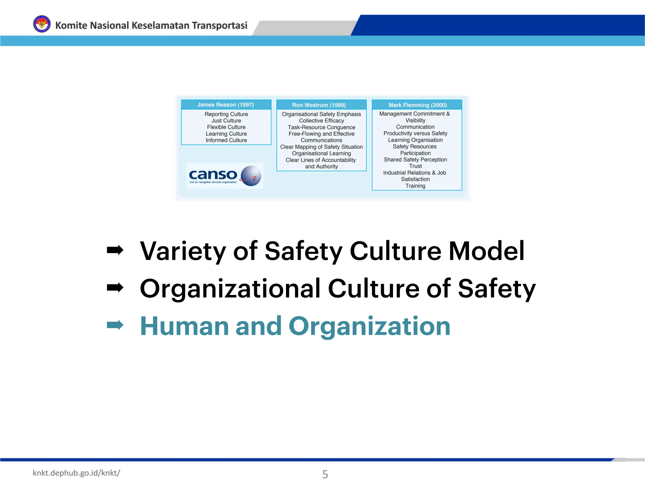 ➡ Variety of Safety Culture Model
➡ Organizational Culture of Safety
➡ Human and Organization
5
 