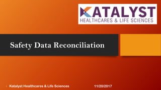 Safety Data Reconciliation
1 11/20/2017Katalyst Healthcares & Life Sciences
 