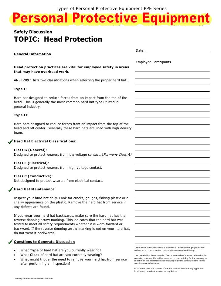 hard hat classifications