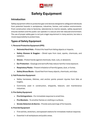 Essential Safety Equipments for Work & Home | PDF
