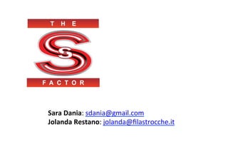 Sara	
  Dania:	
  sdania@gmail.com	
  
Jolanda	
  Restano:	
  jolanda@ﬁlastrocche.it	
  
	
  	
  

 