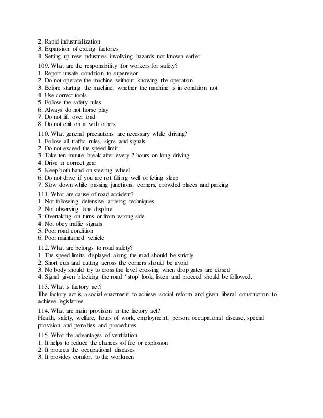 Safety interview question