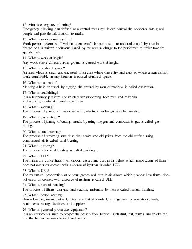 Safety interview question