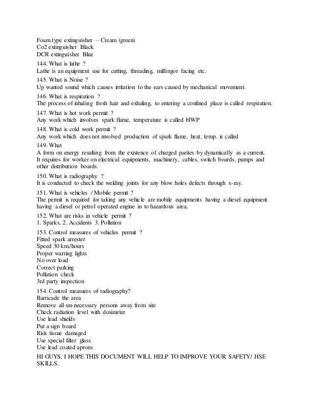 Safety interview question