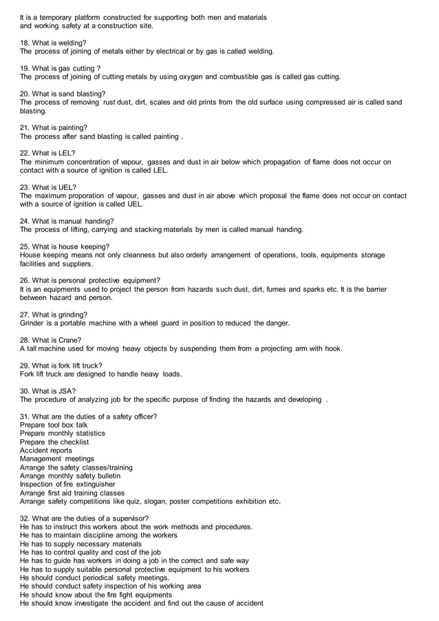 Safety interview question & answer