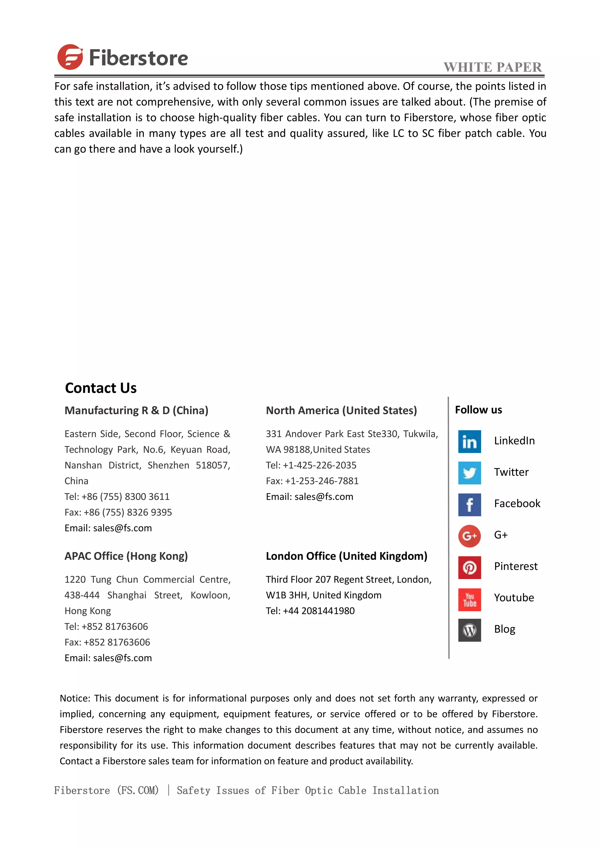 Safety issues of fiber optic cable installation | PDF | Eye and Vision ...