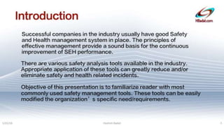 SAFETY MANAGEMENT & ANALYTICAL TOOLS