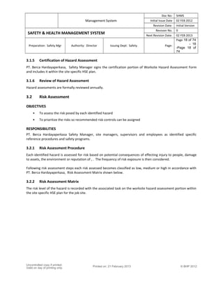 Hs Risk Management Form Safety management system | DOC
