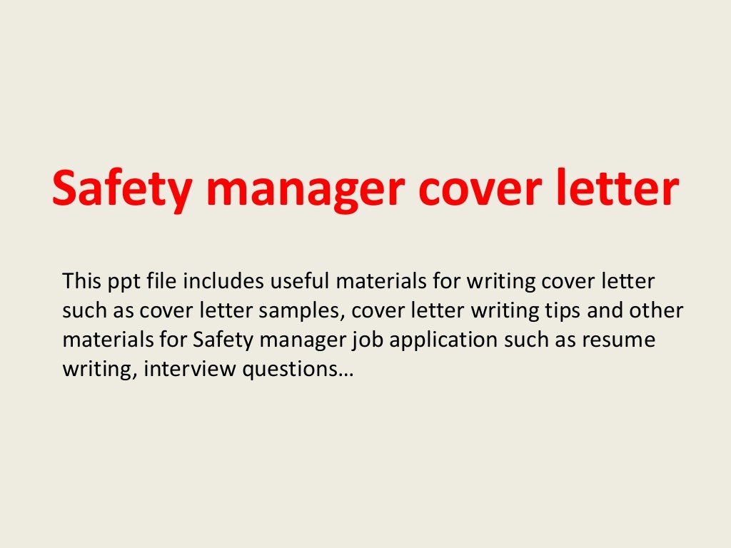 Safety manager cover letter