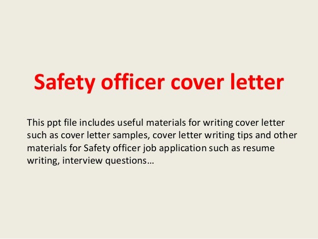 Safety officer cover letter