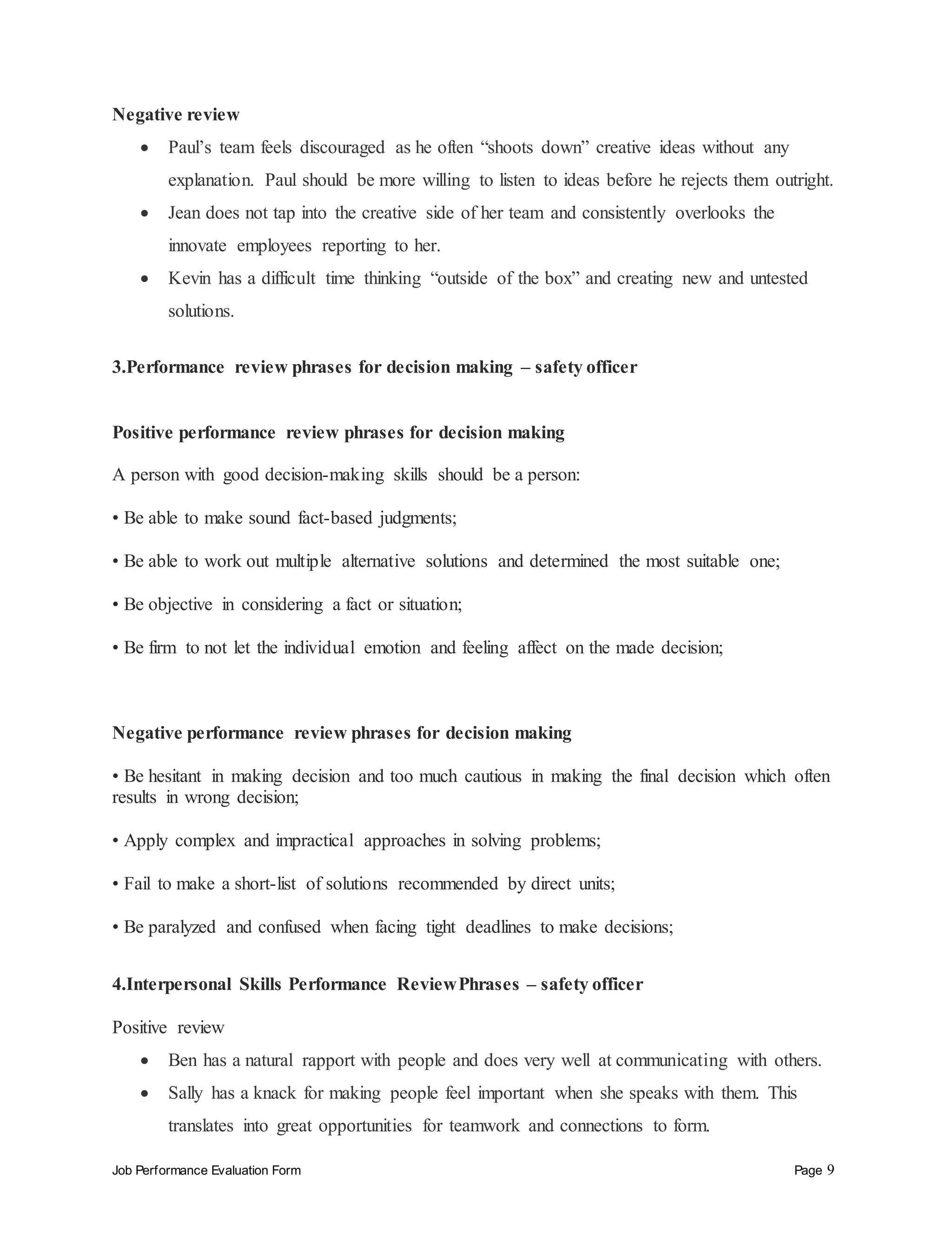 Safety officer performance appraisal | DOCX