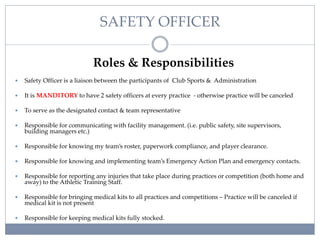 Drexel Club Sports Safety Officer Training Module