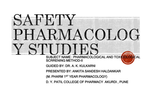 Safety pharmacology studies in drug development | PPTX | Chemistry ...