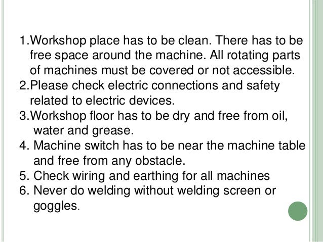 safety precautions in workshop pdf