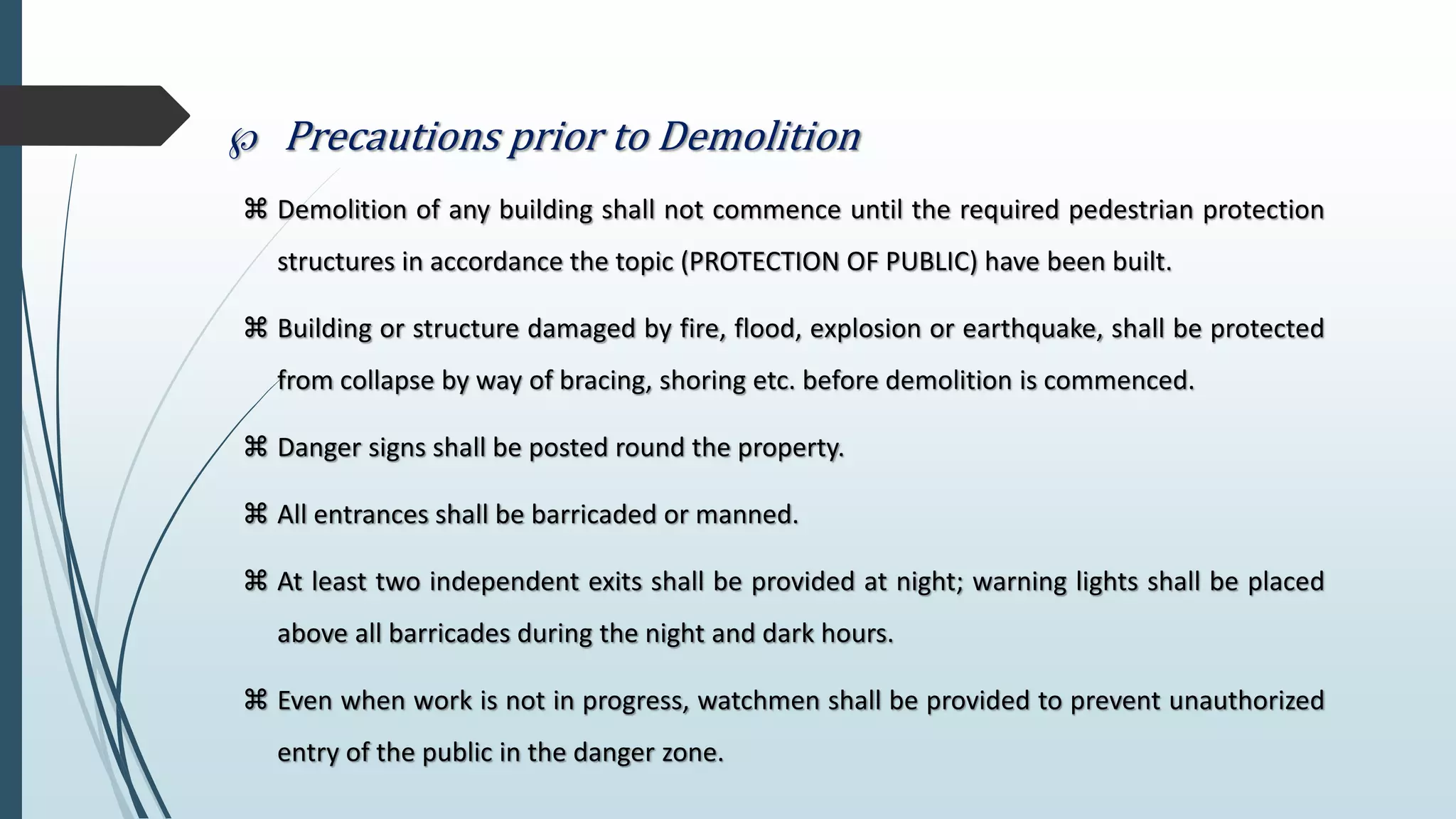 Safety precautions during demolition | PPTX