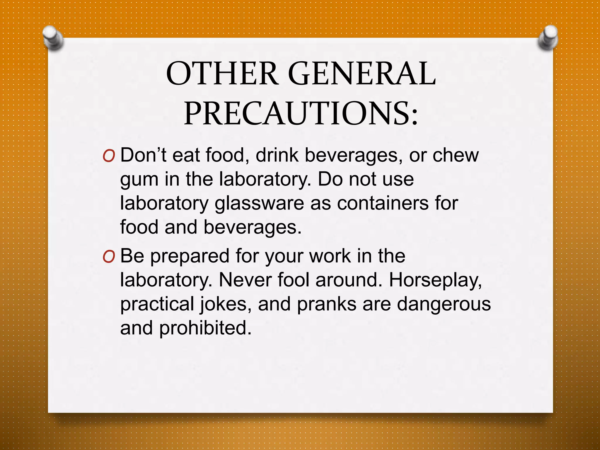 Safety precautions in laboratories | PPTX
