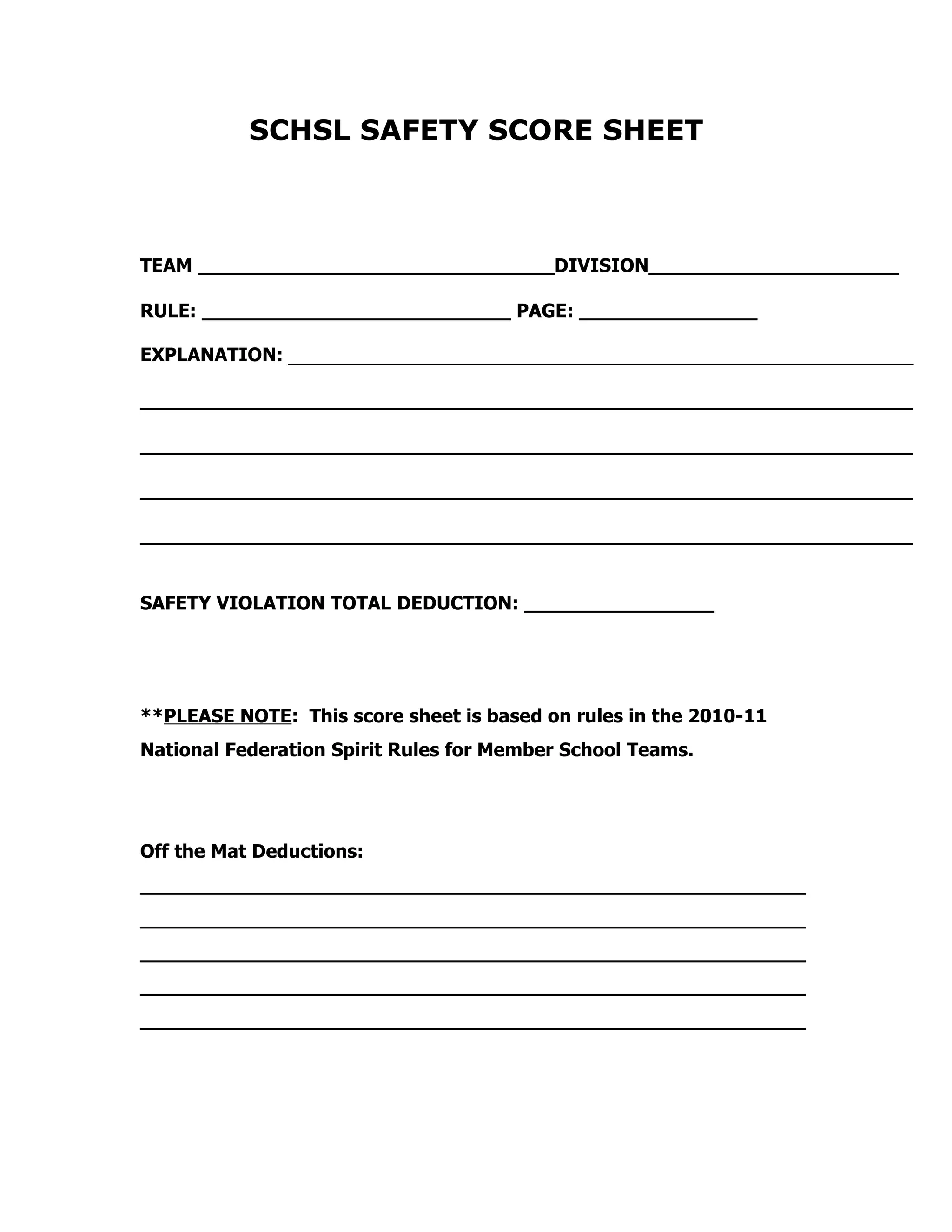 Nfhs Questionnaire.pdf Safety score sheet for nfhs rules | DOC