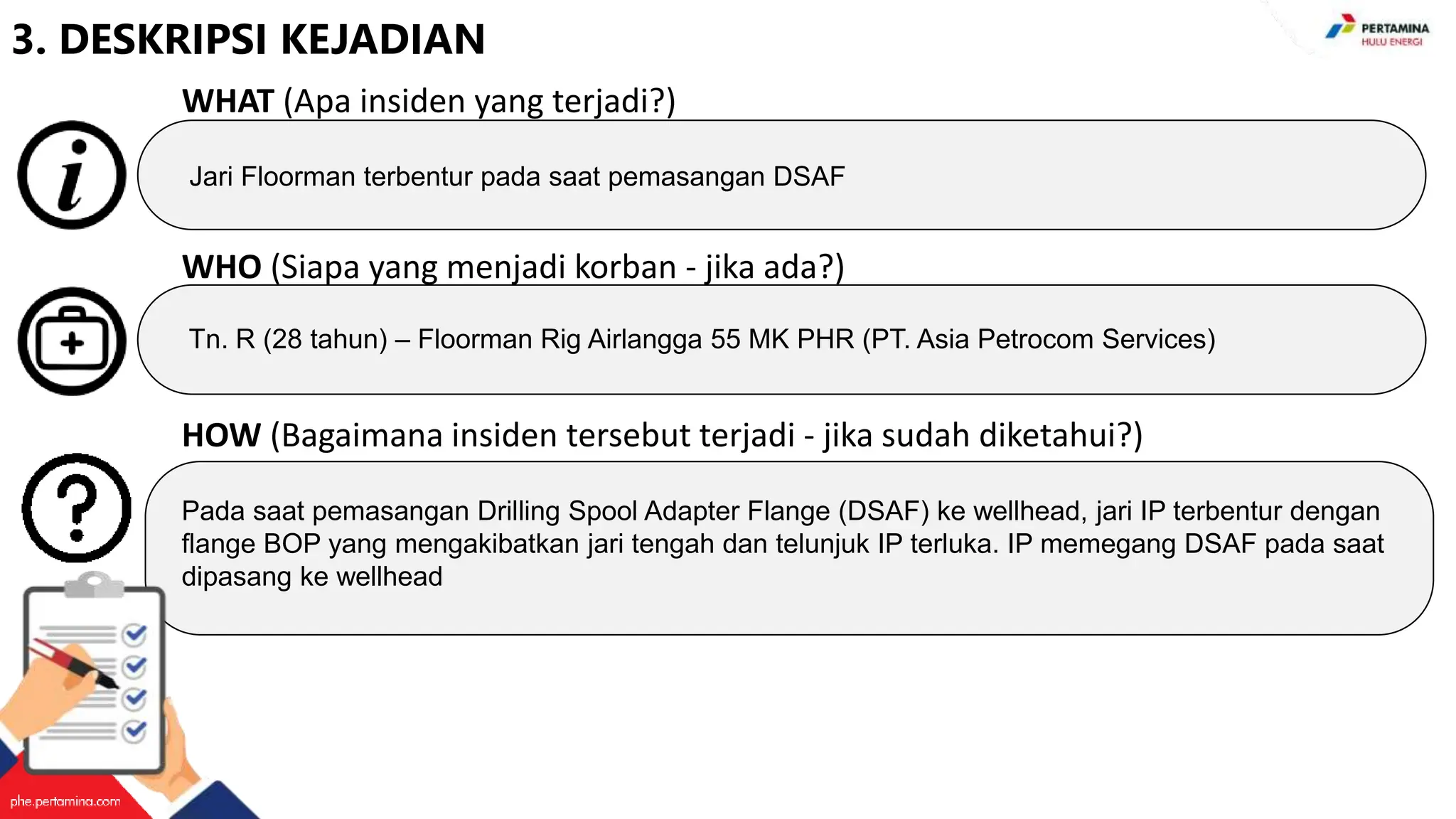 Dsaf Rigs Safety Stand Down (SSD)_Jari Floorman terbentur pada saat pemasangan ...