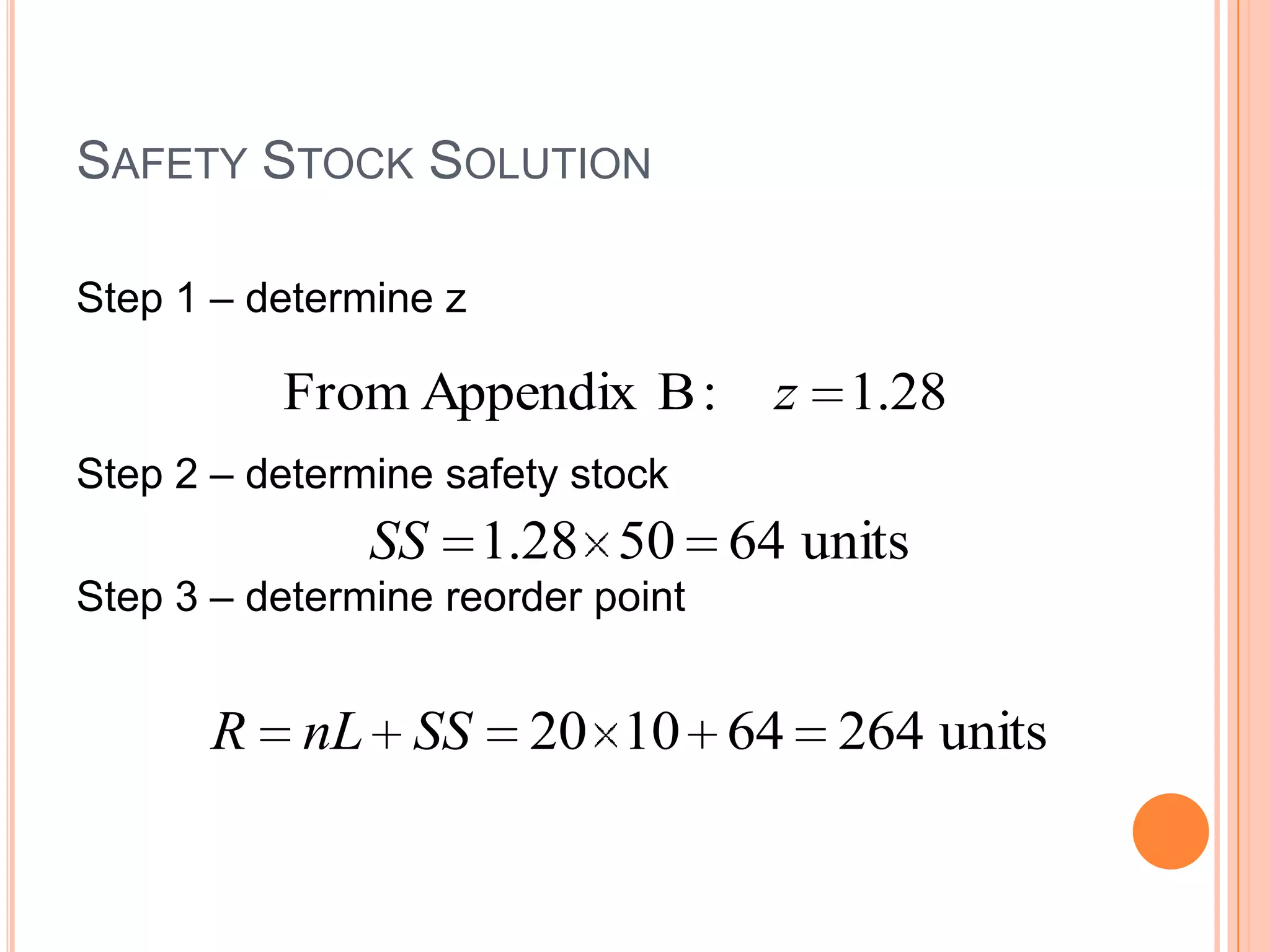 Safety Stock Example Problems Safety stocks final | PPTX