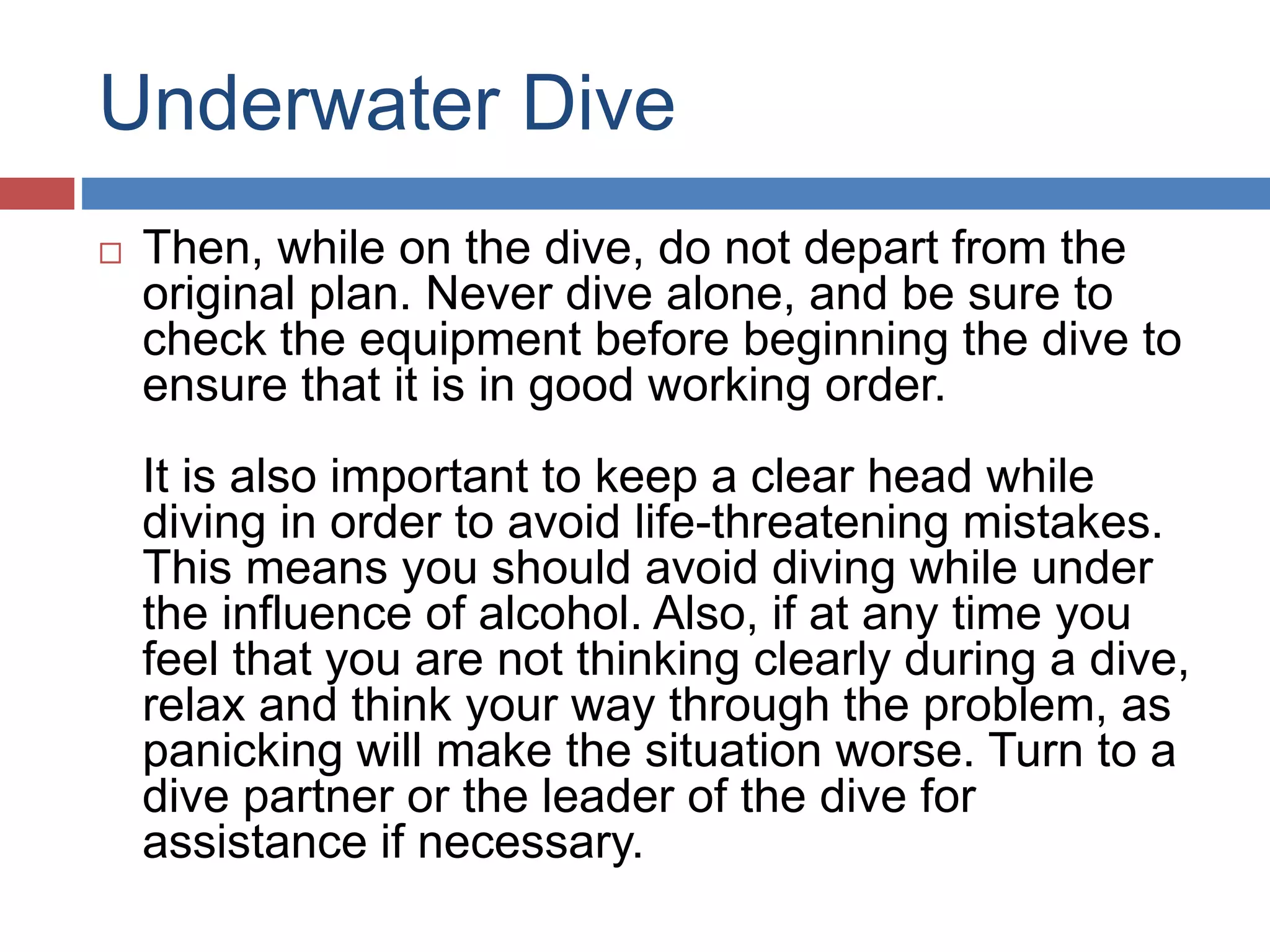 Safety Tips for an Underwater Dive | PPTX