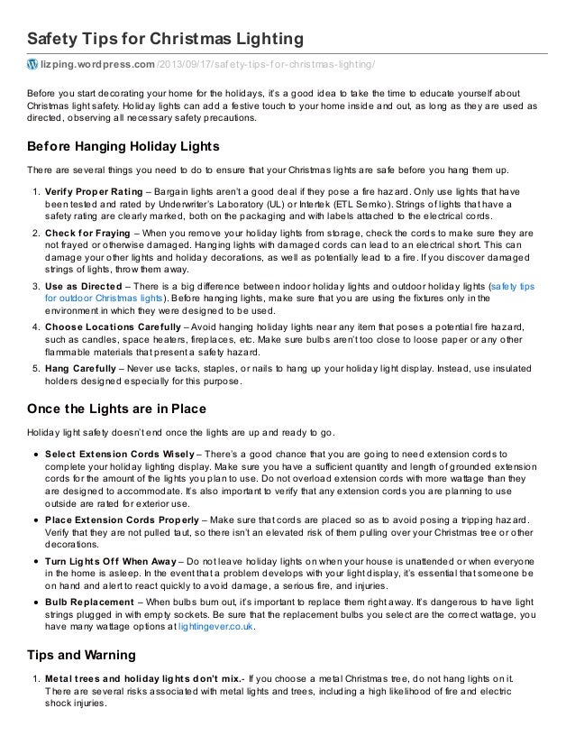 safety tips for hanging christmas lights