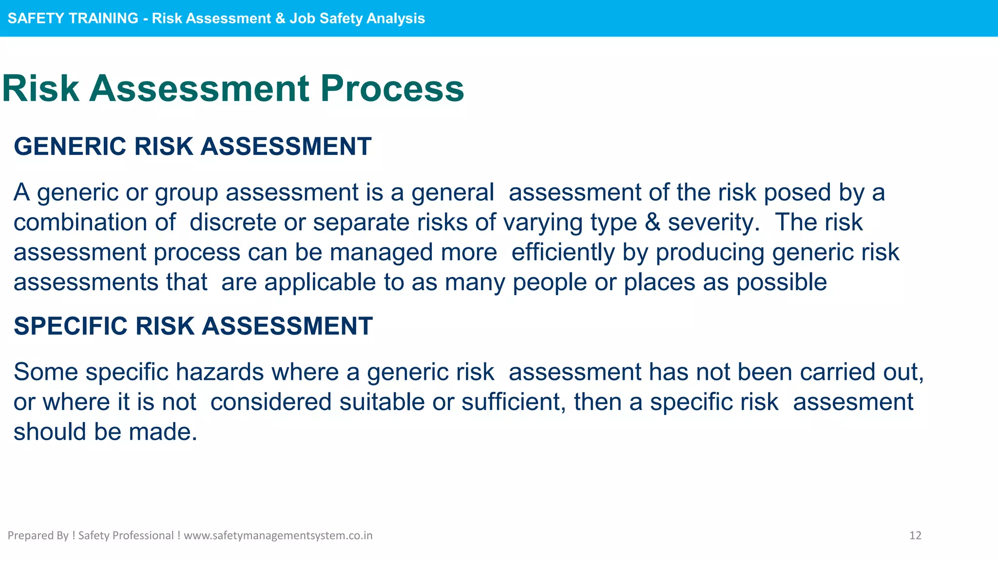 Safety training: Risk Assessment & Job Safety Analysis | PPTX