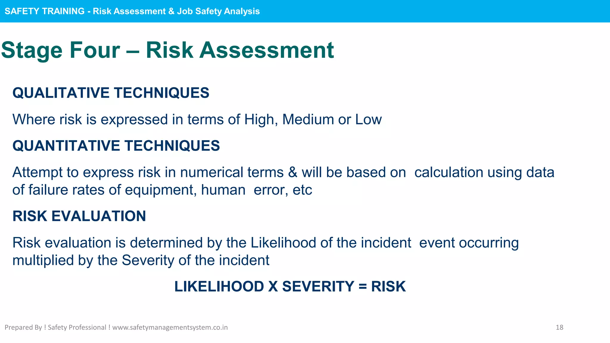 Safety Task Risk Analysis Safety training: Risk Assessment & Job Safety Analysis | PPTX