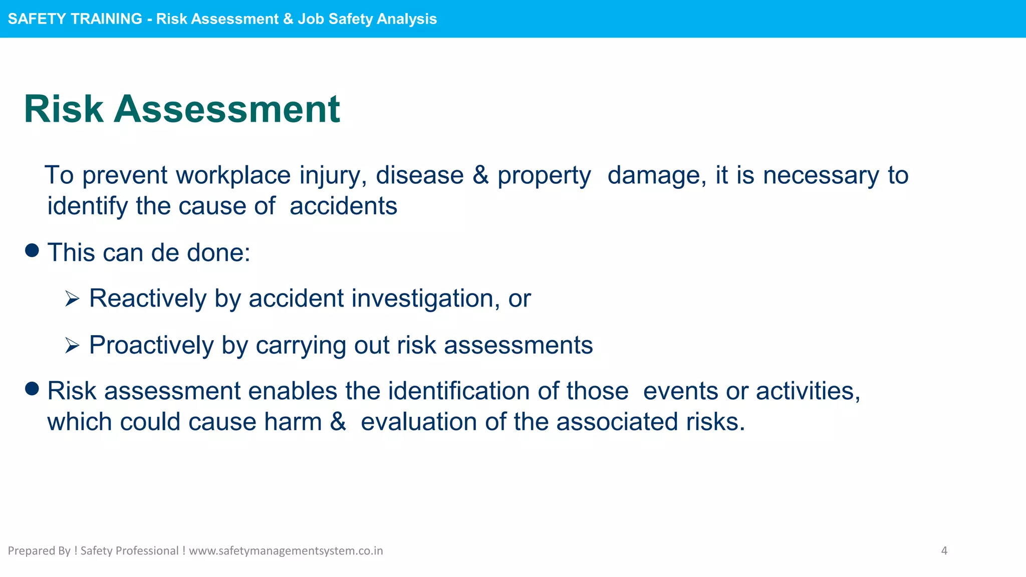 Safety Task Risk Analysis Safety training: Risk Assessment & Job Safety Analysis | PPTX