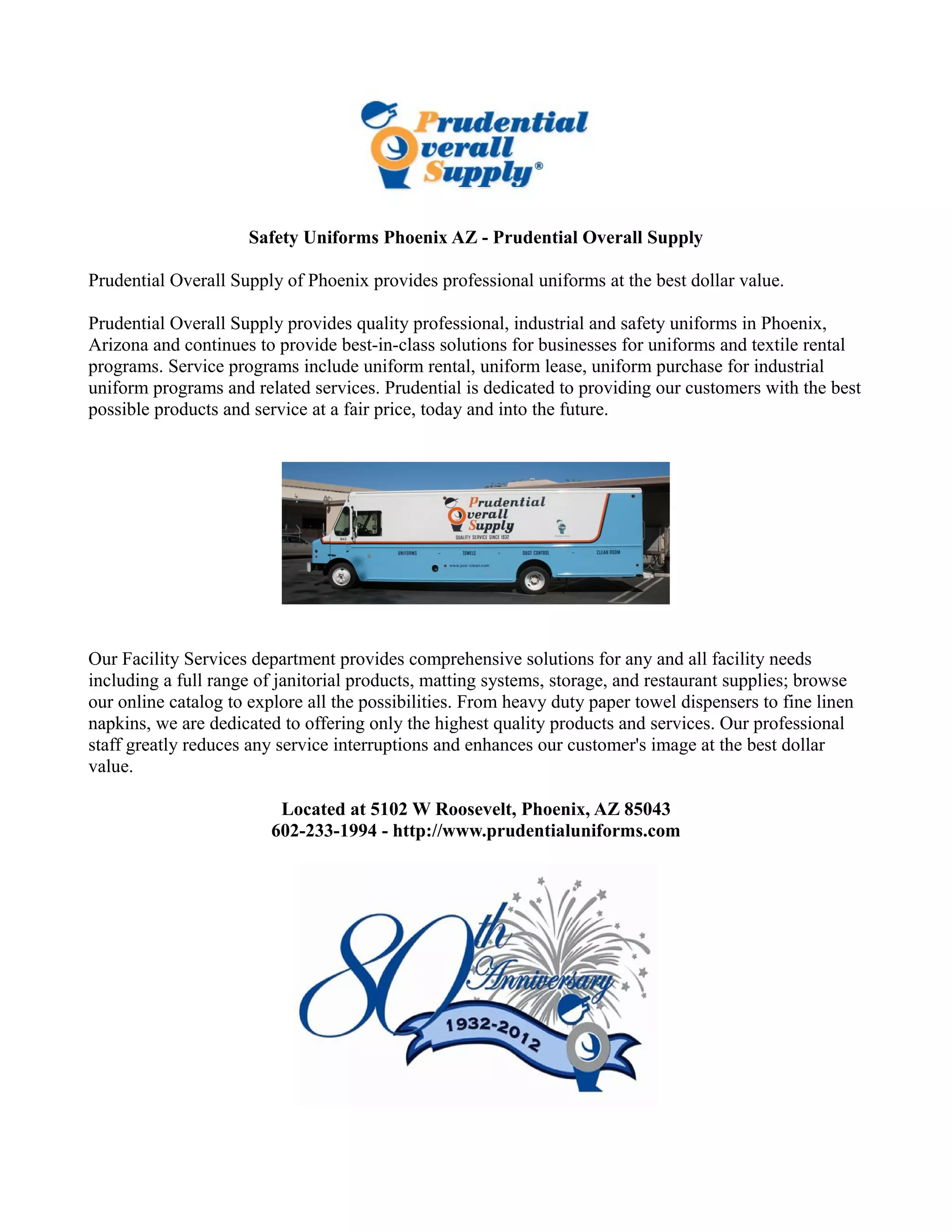 Safety uniforms phoenix az prudential overall supply PDF