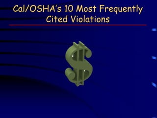 Cal/OSHA’s 10 Most Frequently 
Cited Violations 
 