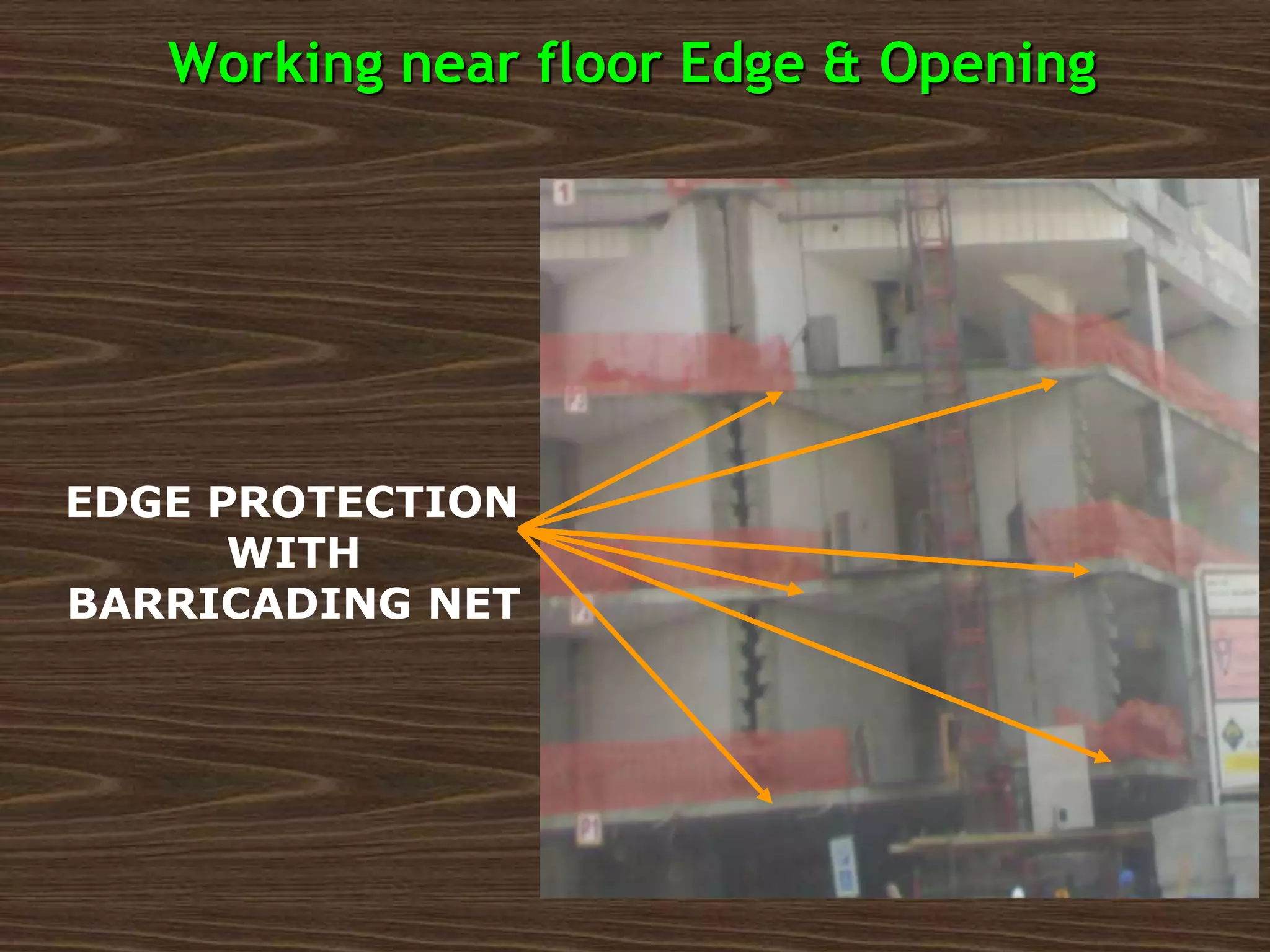 Working near floor Edge & Opening
EDGE PROTECTION
WITH
BARRICADING NET
 