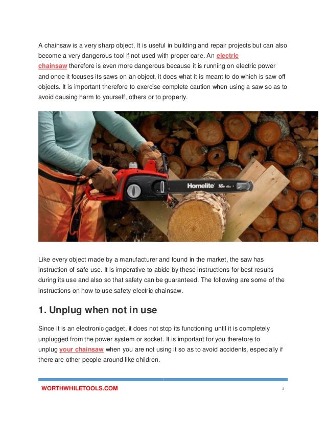 Safe use of electric chainsaws