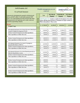 SAFE use of funds matrix 2013