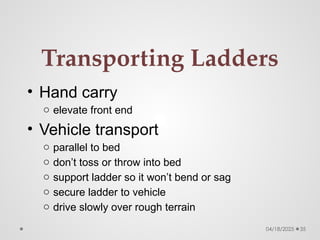 ladder safe use for construction site work | PPTX