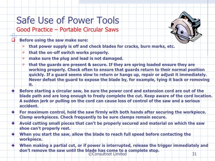 Safe Use Of Power Tools