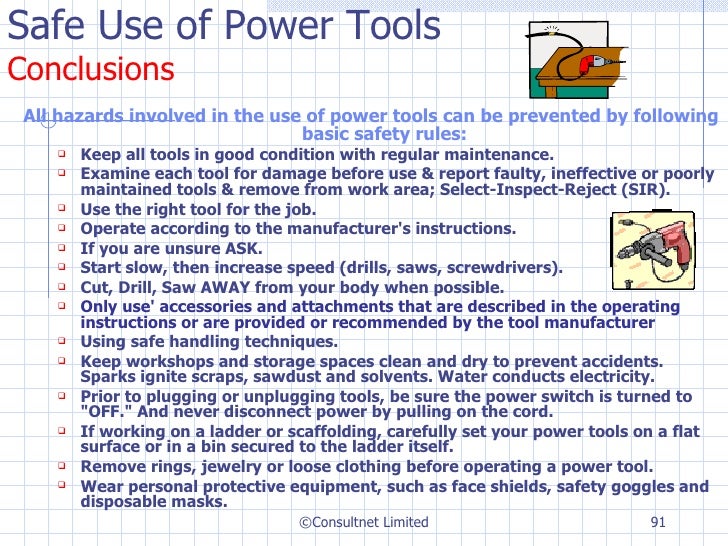 Safe use of power tools