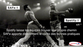 Spotify laisse les équipes trouver leur propre chemin
SAFe apporte directement le cadre des bonnes pratiques
Spotify:1
SAFe:1
 