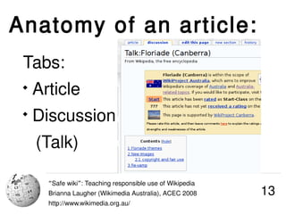 Anatomy of an article:
 Tabs:
 
     Article                             
                                             E...