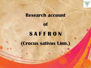 Research account
of
S A F F R O N
(Crocus sativus Linn.)
 