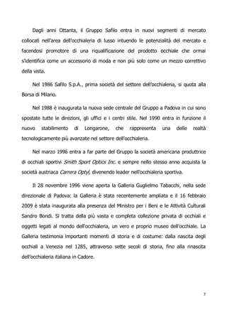 Safilo Group Menagement Strategico