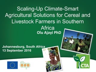 Olu Ajayi PhD
Johannesburg, South Africa
13 September 2016
Scaling-Up Climate-Smart
Agricultural Solutions for Cereal and
Livestock Farmers in Southern
Africa
 
