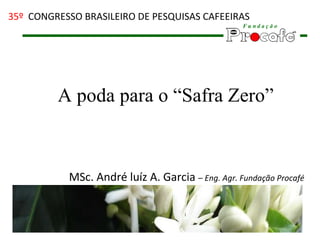 A poda para o “Safra Zero” MSc. André luíz A. Garcia  –  Eng. Agr. Fundação Procafé 35º  CONGRESSO BRASILEIRO DE PESQUISAS CAFEEIRAS 