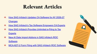 How SAG Infotech Simplifies and Streamlines Tasks for CAs | PDF