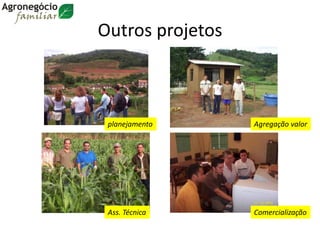 Outros projetos
planejamento Agregação valor
Ass. Técnica Comercialização
 