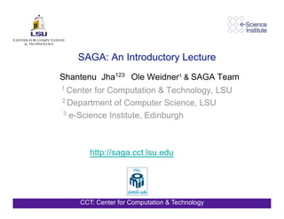 SAGA: An Introductory Lecture




                 Text




CCT: Center for Computation & Technology
 