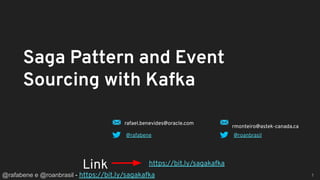 @rafabene e @roanbrasil - https://bit.ly/sagakafka 1
Saga Pattern and Event
Sourcing with Kafka
https://bit.ly/sagakafkaLink
@rafabene
rafael.benevides@oracle.com
@roanbrasil
rmonteiro@astek-canada.ca
 