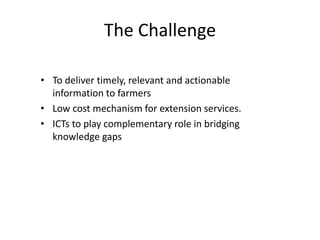 mKisan (2012-2014): Delivering agriculture and livestock knowledge through mobile phones