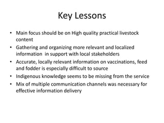 mKisan (2012-2014): Delivering agriculture and livestock knowledge through mobile phones