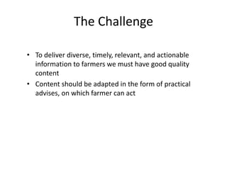 Organizing and managing livestock content for mobile dissemination 