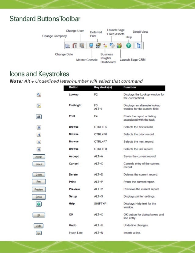 Sage 100 ERP Navigation and Keyboard Shortcuts